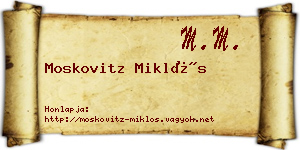 Moskovitz Miklós névjegykártya